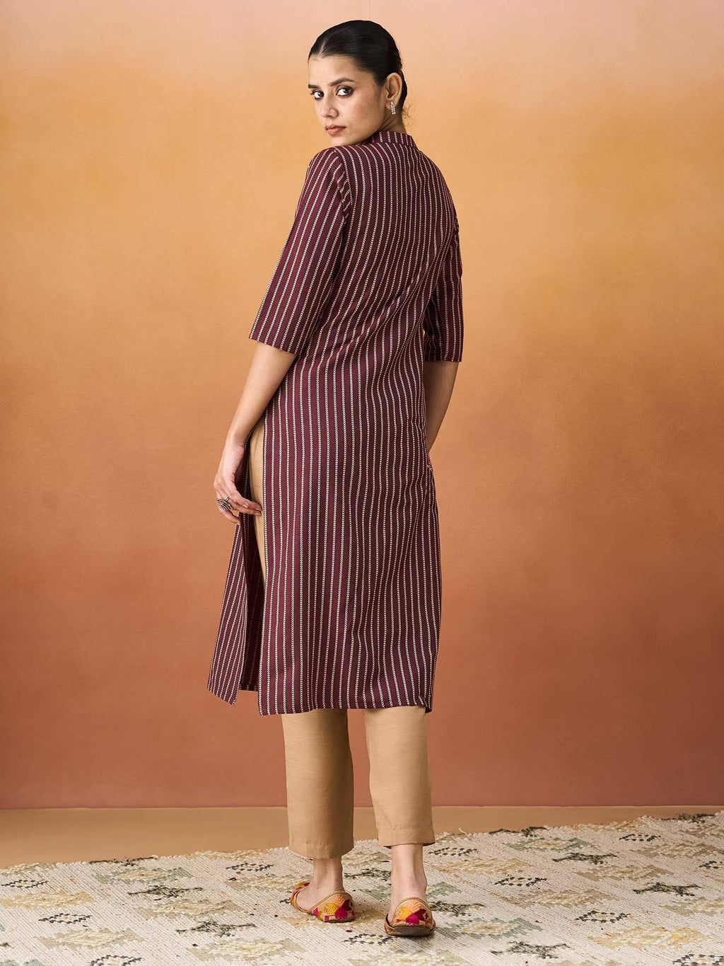 Purple Stripes Regular Kurta | KDG - view 8