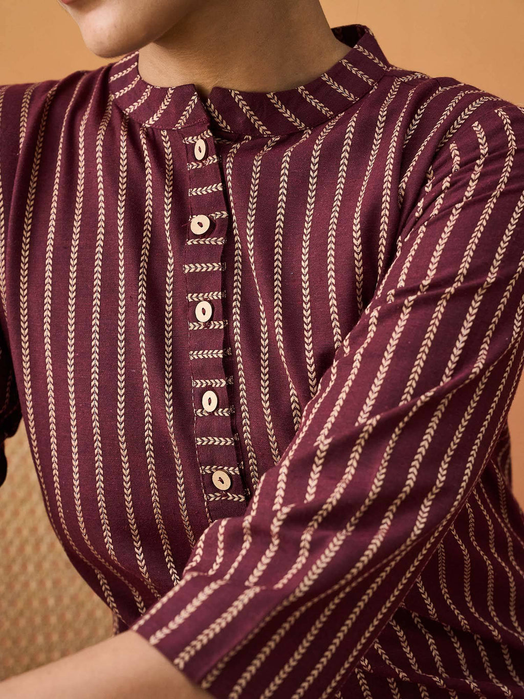Purple Stripes Regular Kurta | U3S - view 10
