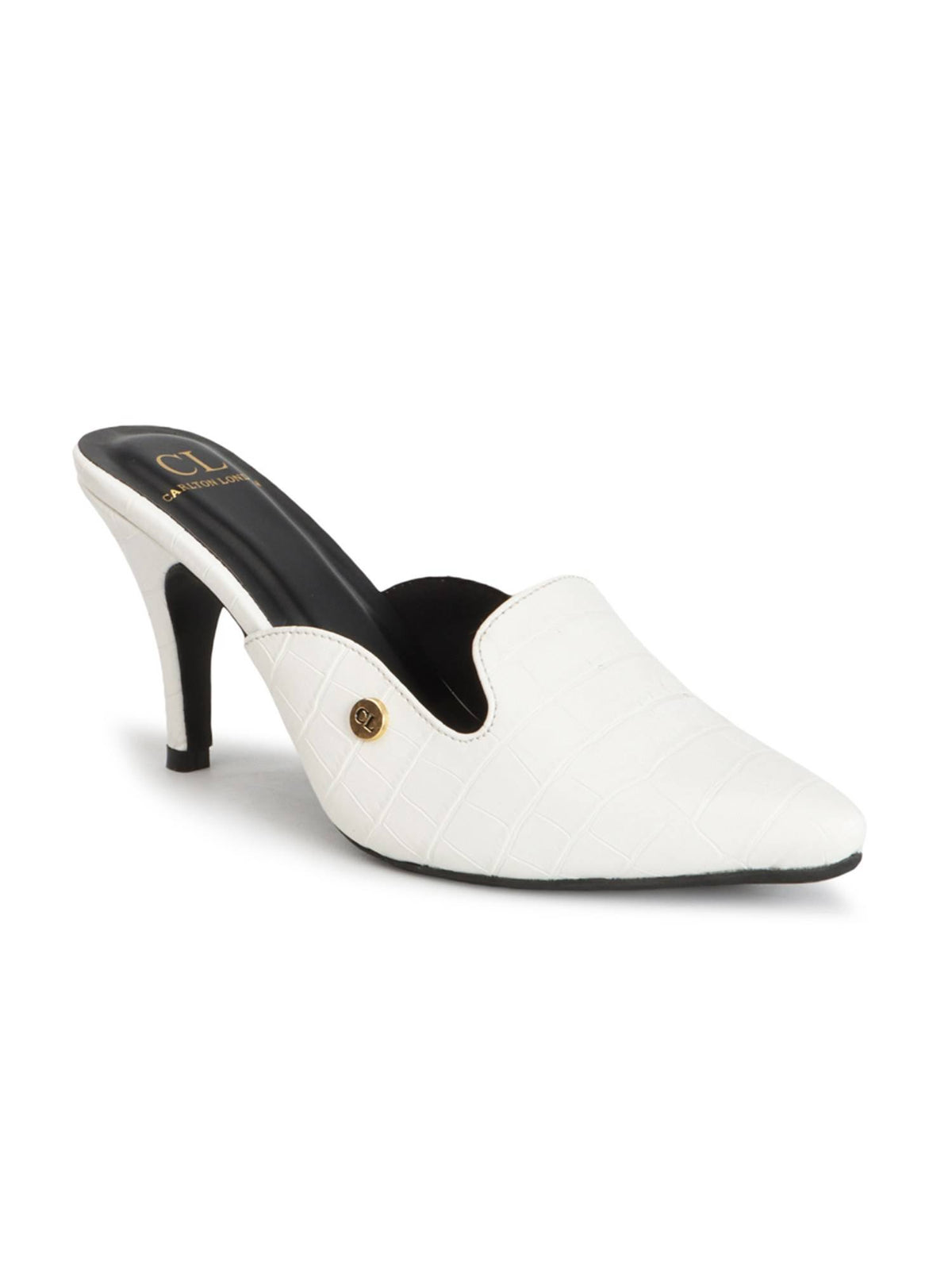 White Open Back Textured Women Mules | H78 - view 3
