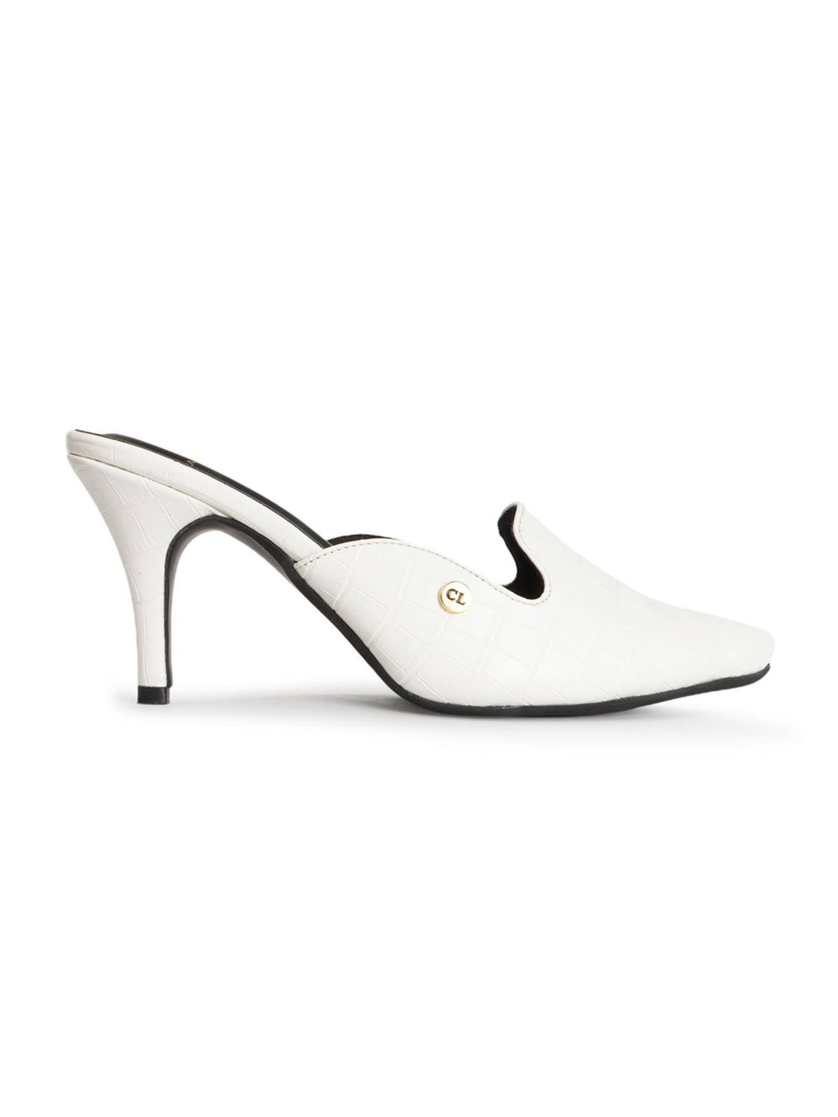 White Open Back Textured Women Mules | H78 - view 5