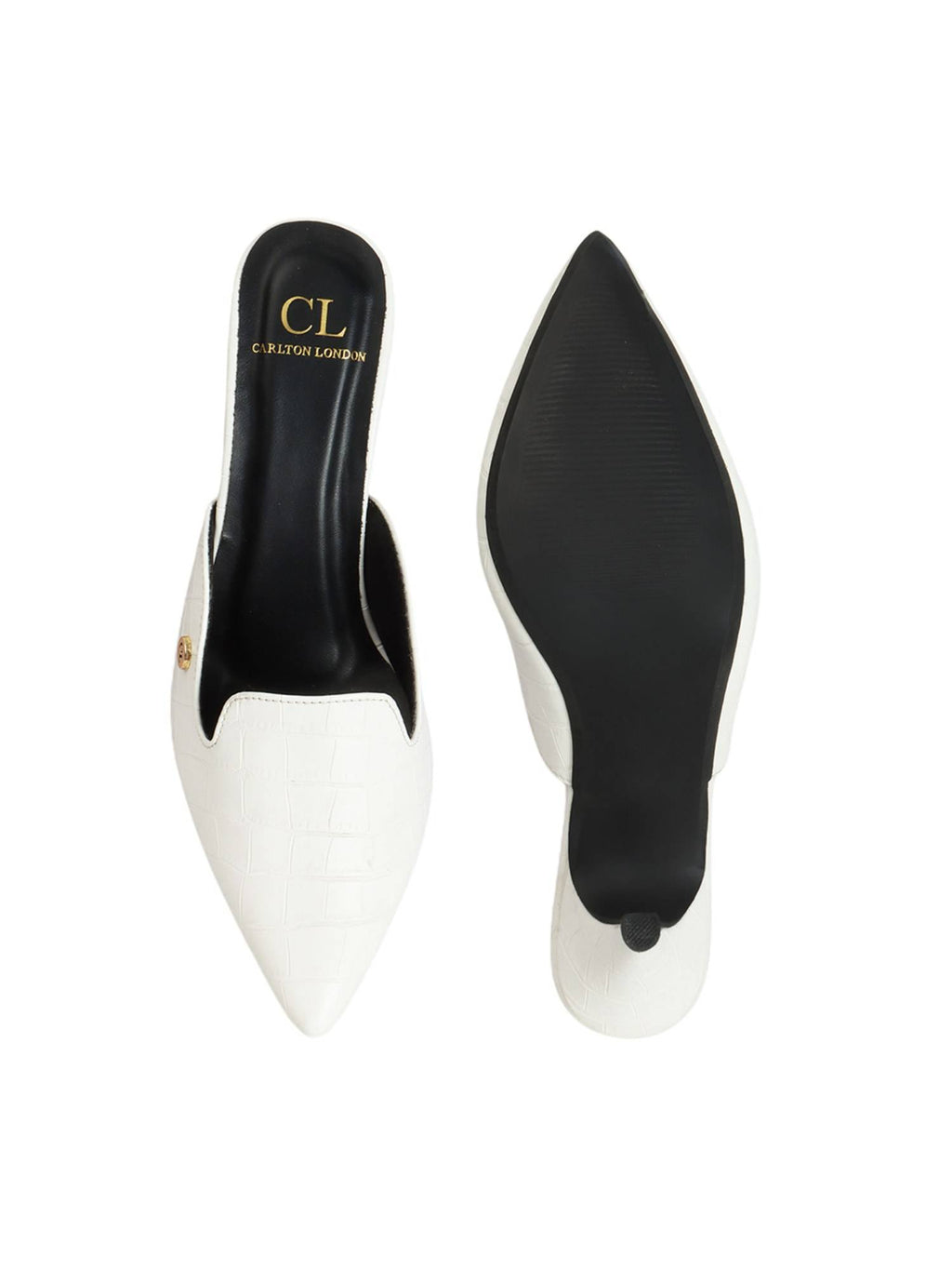 White Open Back Textured Women Mules | H78 - view 6