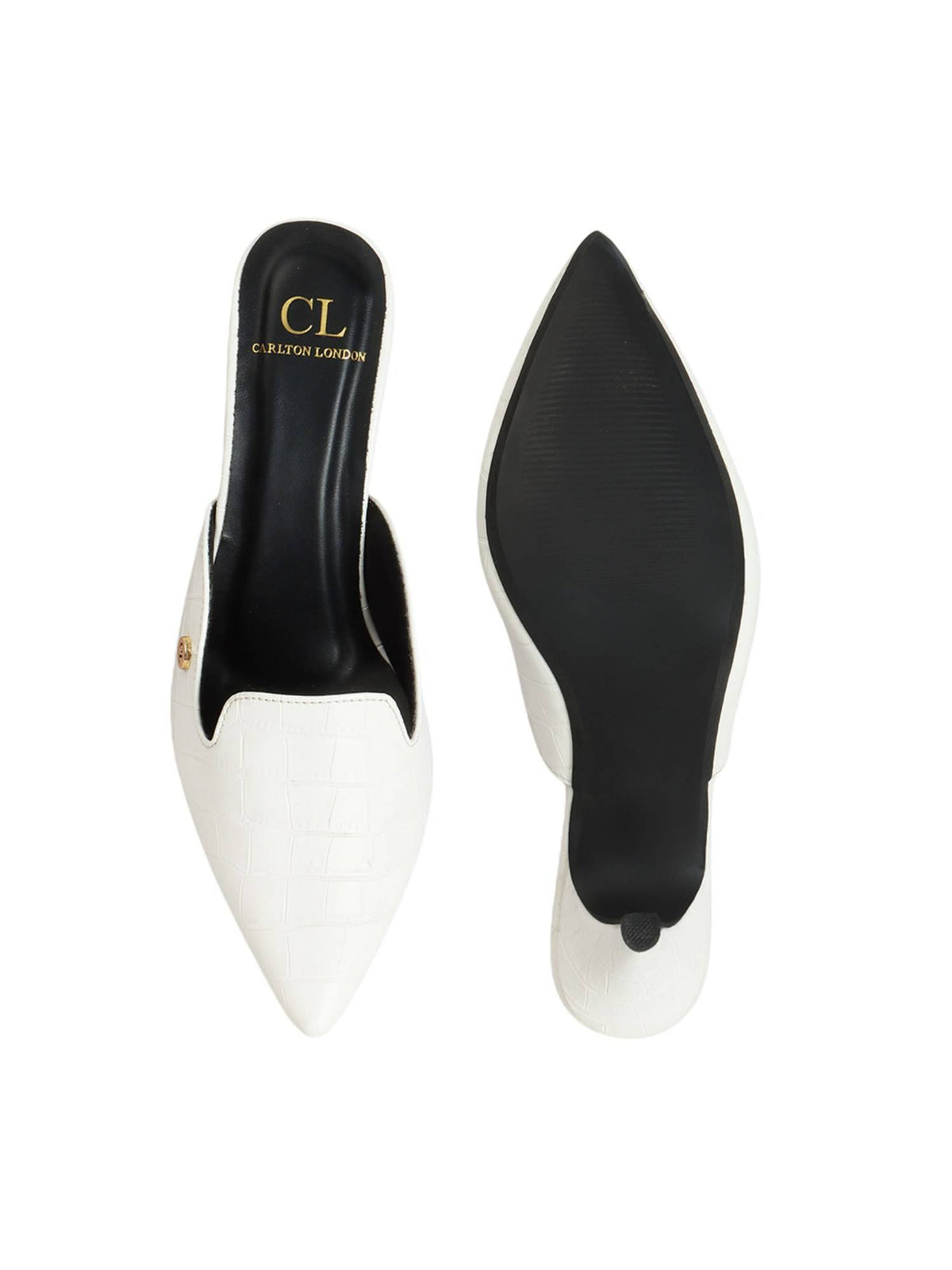 White Open Back Textured Women Mules | H78 - view 6
