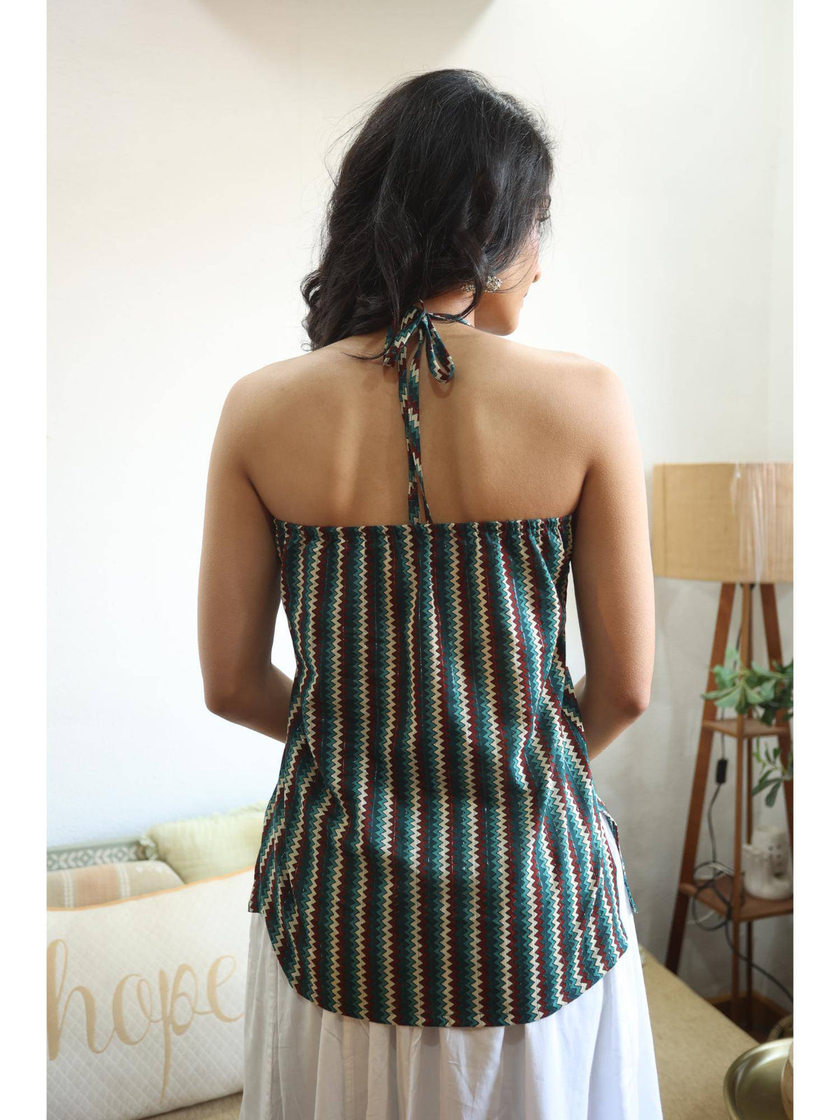 Green Striped Top for Women | HT67 - view 2