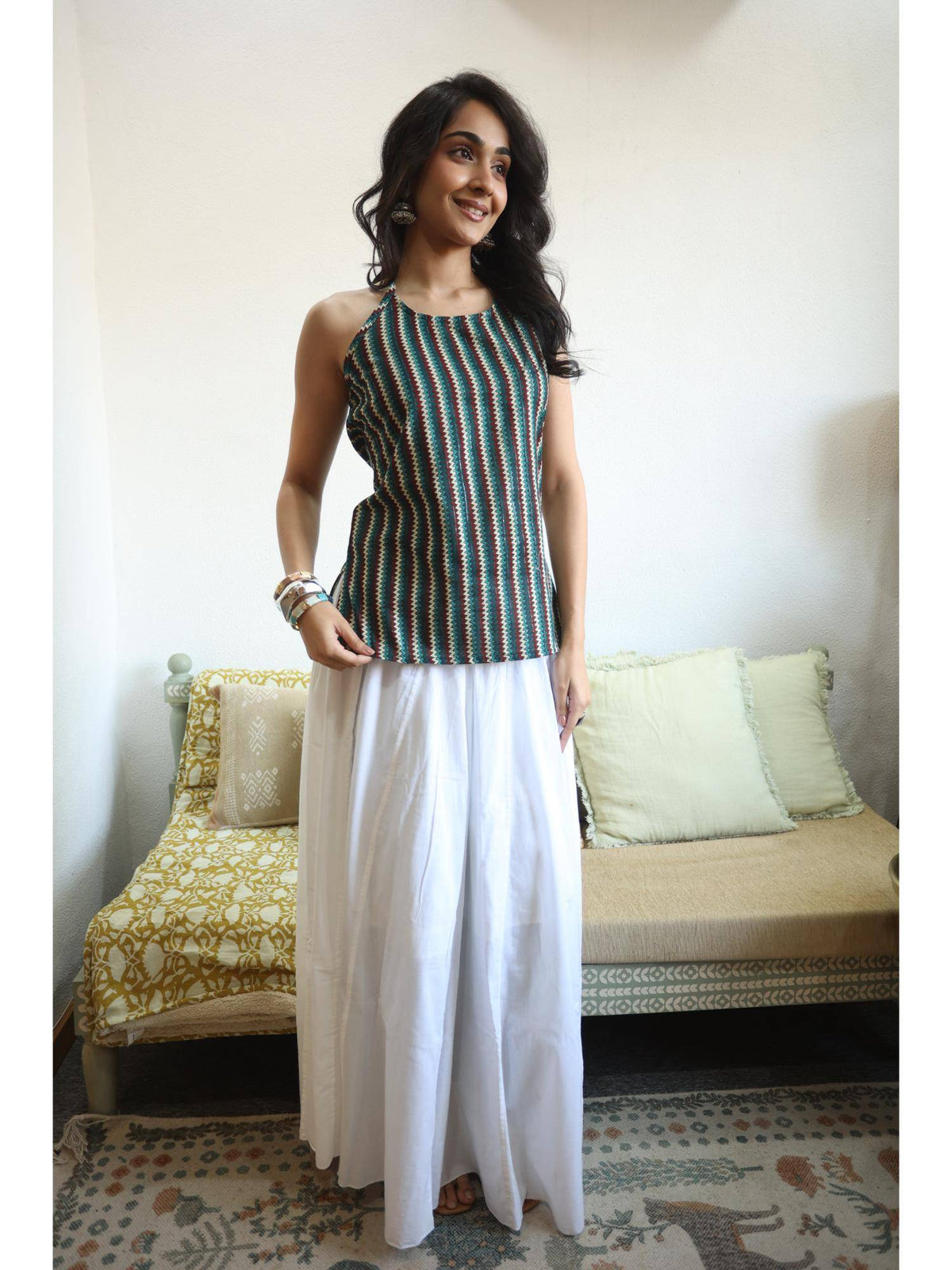 Green Striped Top for Women | HT67 - view 3
