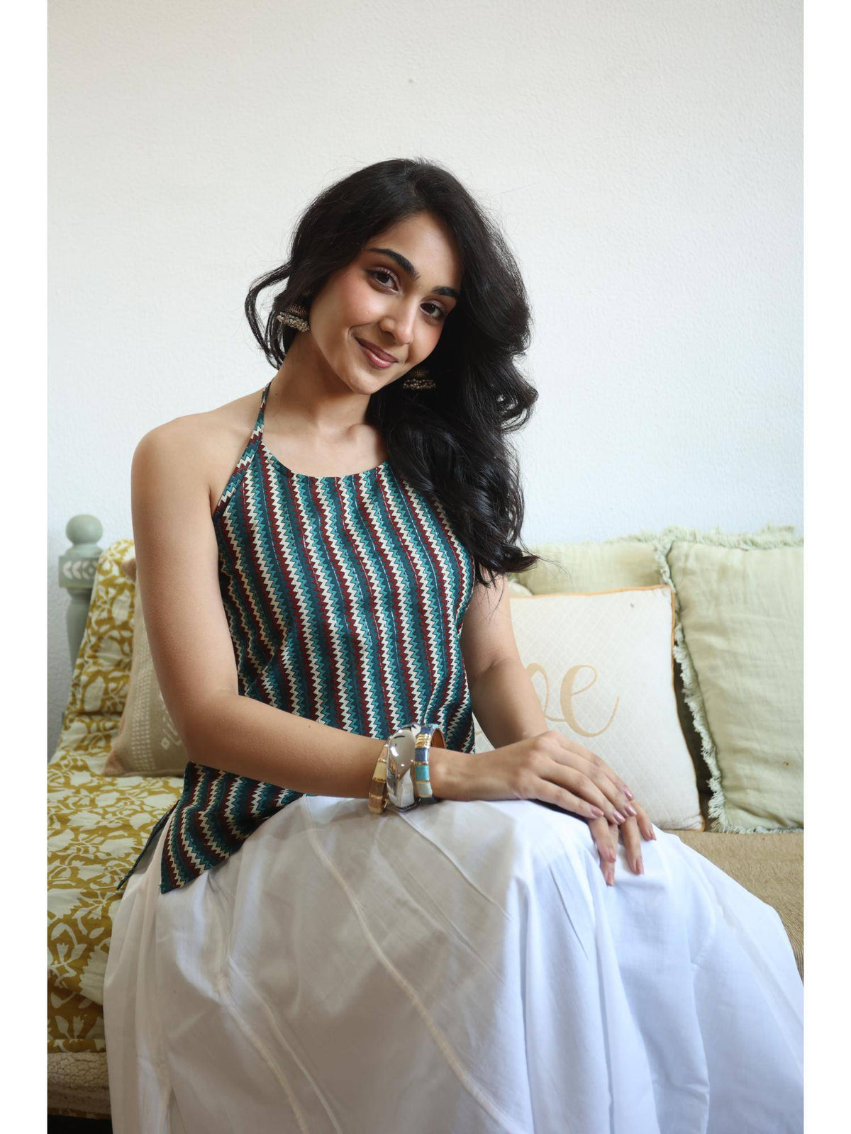 Green Striped Top for Women | HT67 - view 4