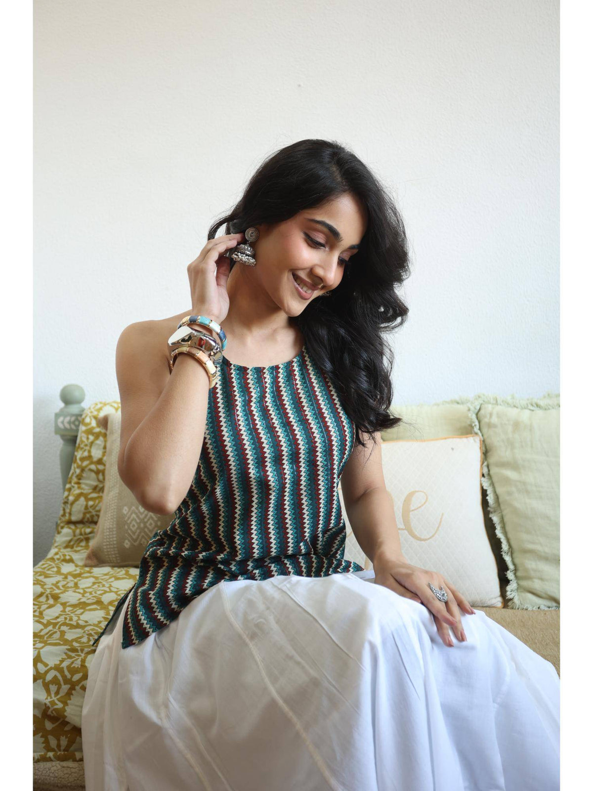 Green Striped Top for Women | HT67 - view 5