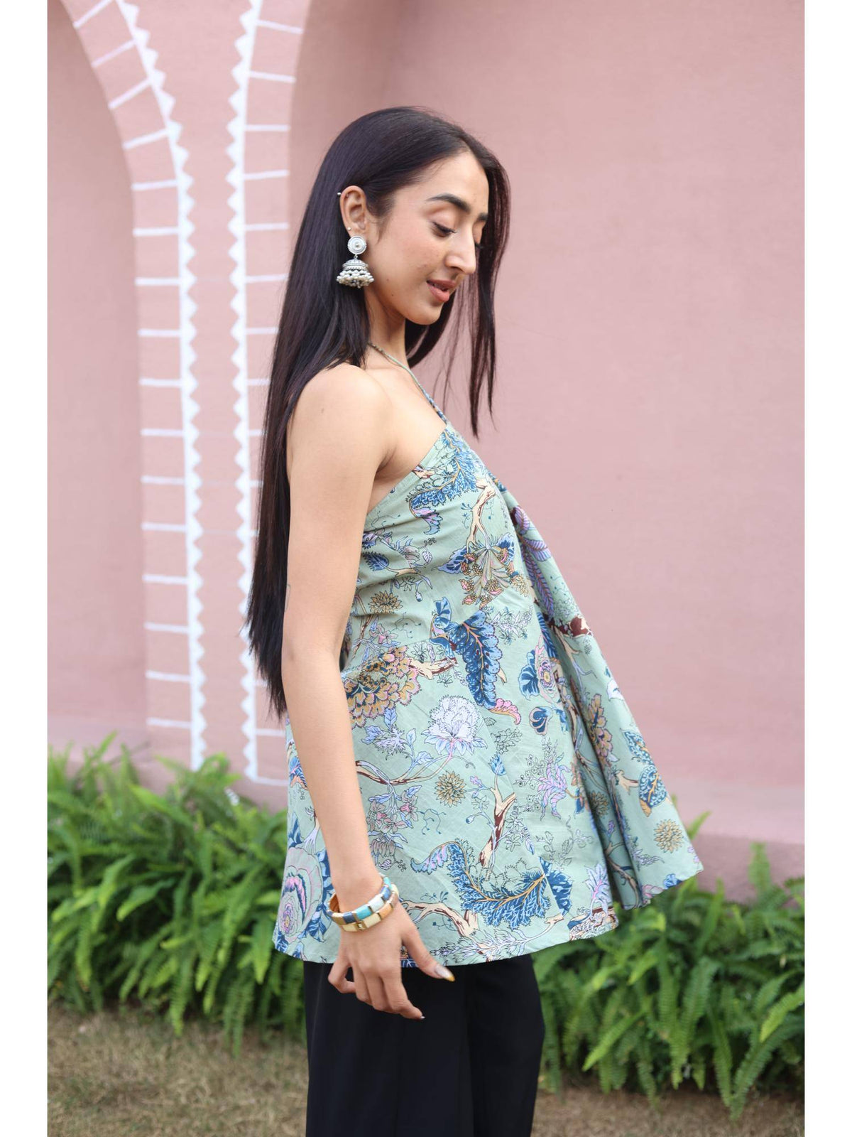 Green Floral Top for Women | HT67 - view 2