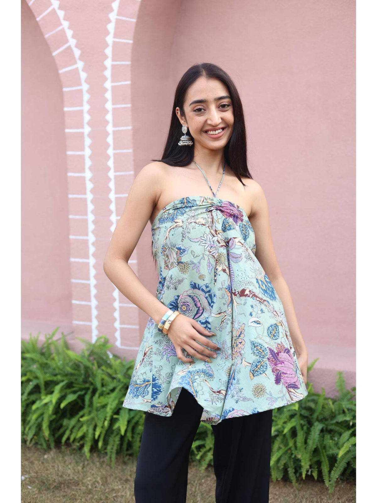 Green Floral Top for Women | HT67 - view 3