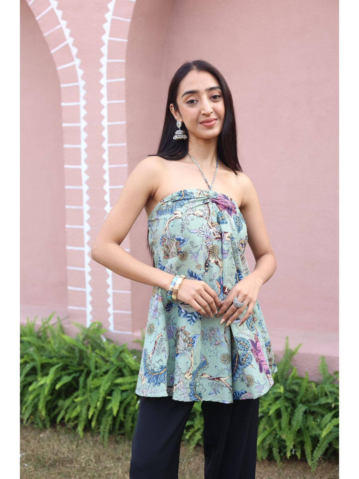 Green Floral Top for Women | HT67 - view 4