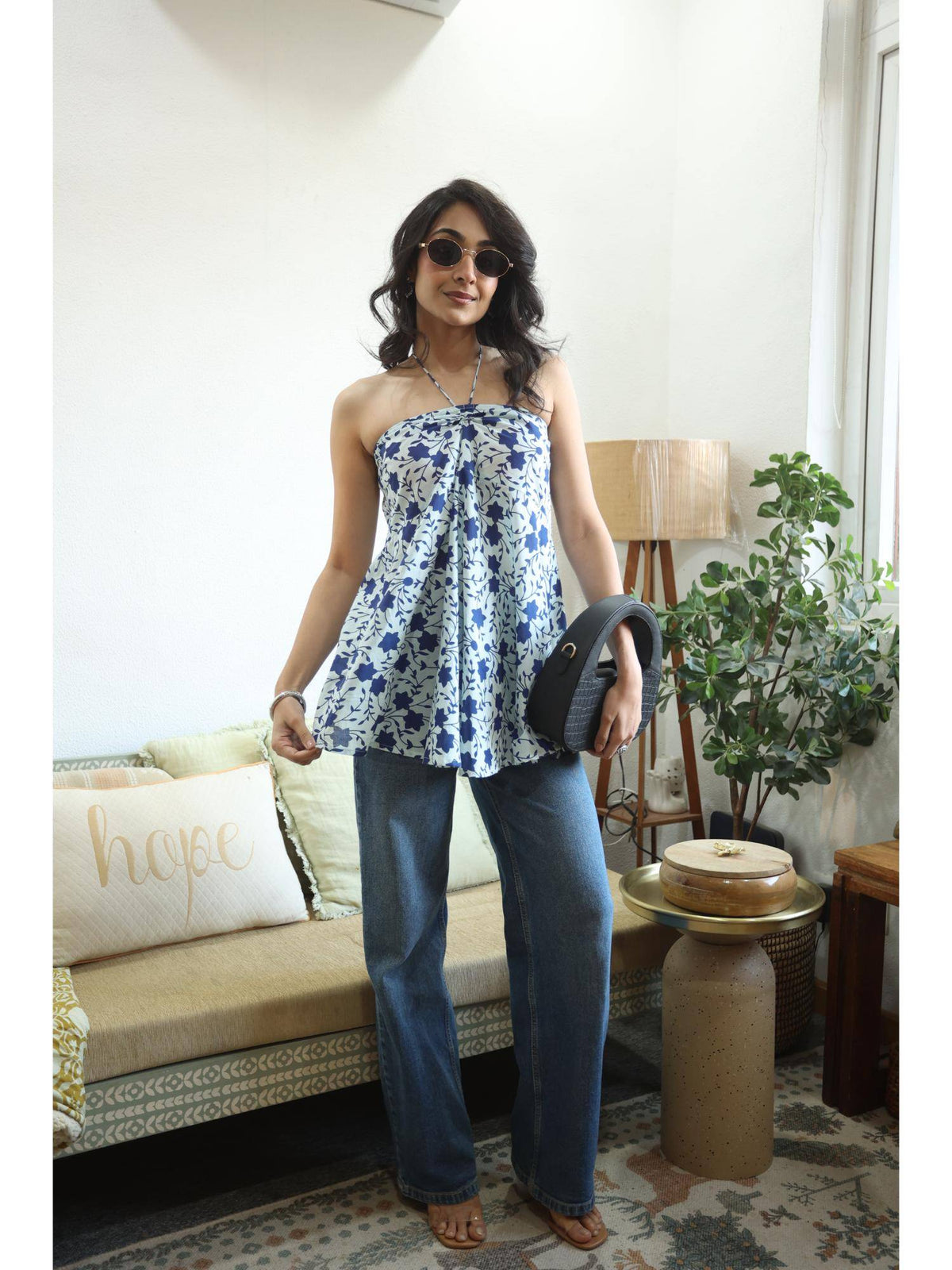 Blue Floral Top for Women | HT67 - view 3
