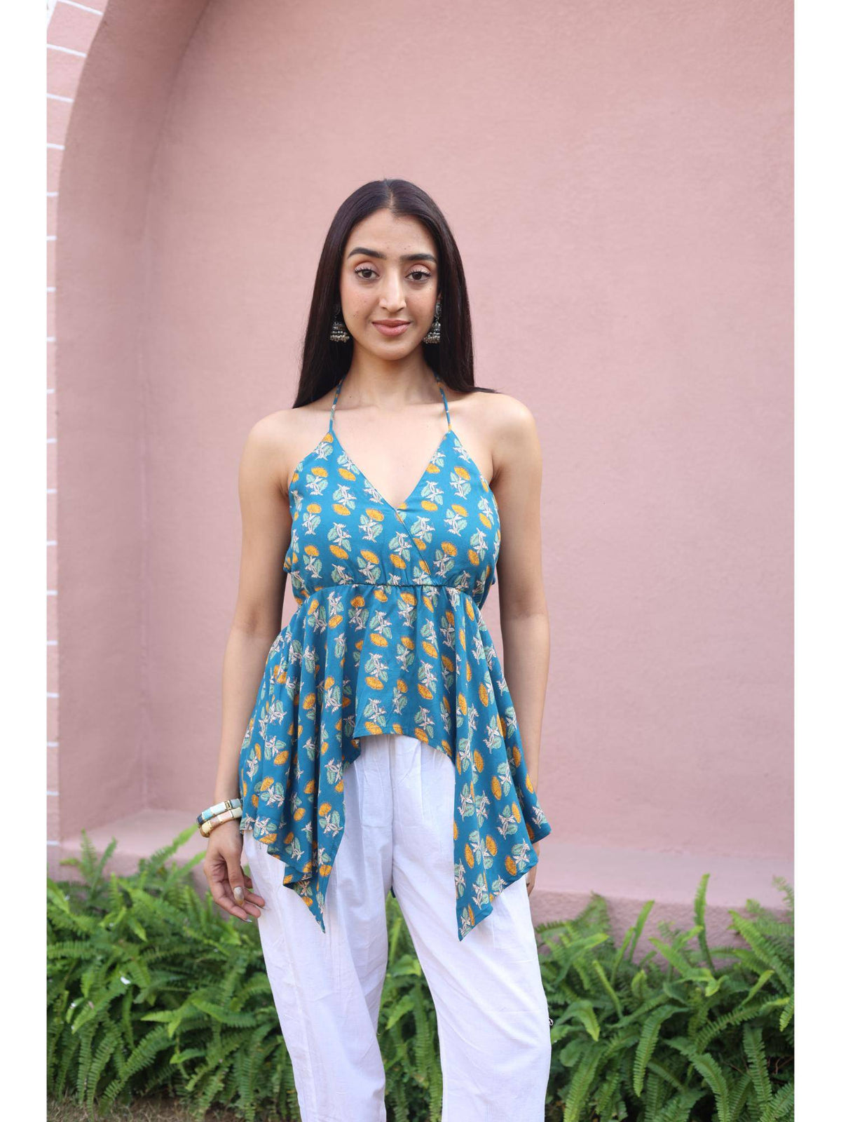 Teal Floral Top for Women | HT67 - view 1