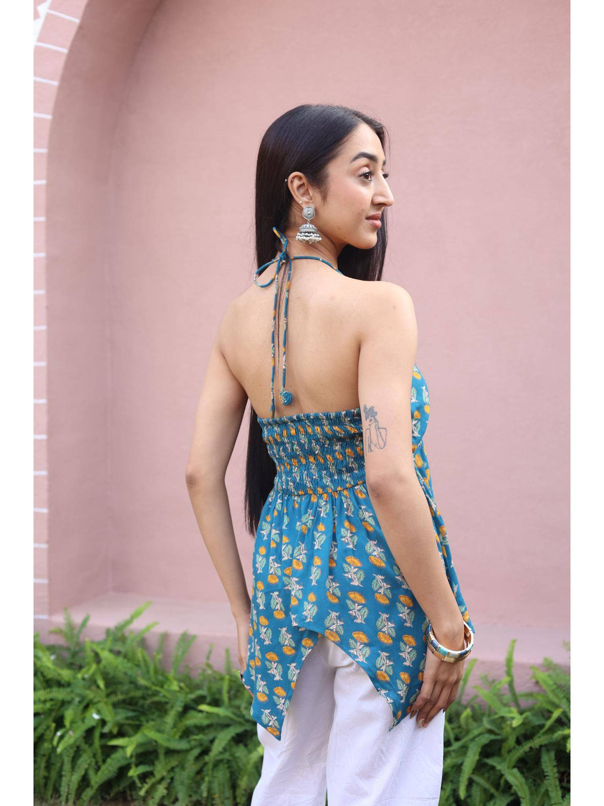 Teal Floral Top for Women | HT67 - view 2