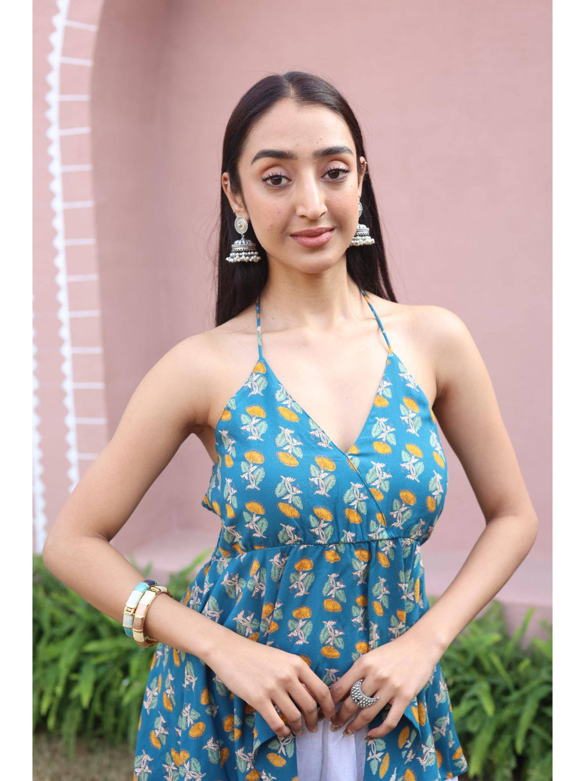 Teal Floral Top for Women | HT67 - view 5
