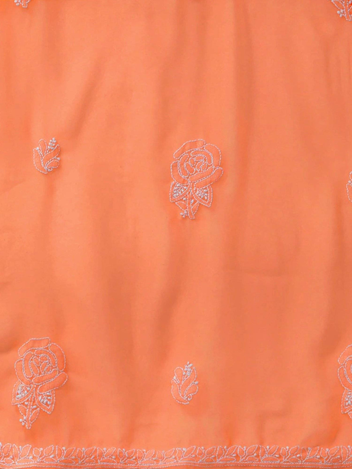 Hand Embroidered Yellow Georgette Lucknowi Chikankari Unstitched Dress Material (Set of 3) | D56 - view 21