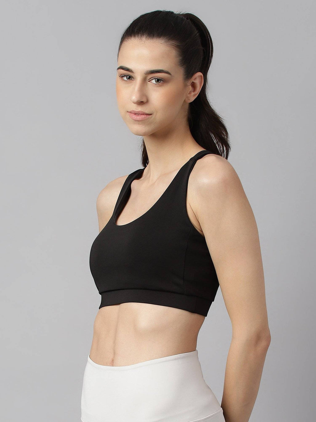 Women Black Anti Static Slim Fit Low Impact Sports Bra | sb09 - view 3