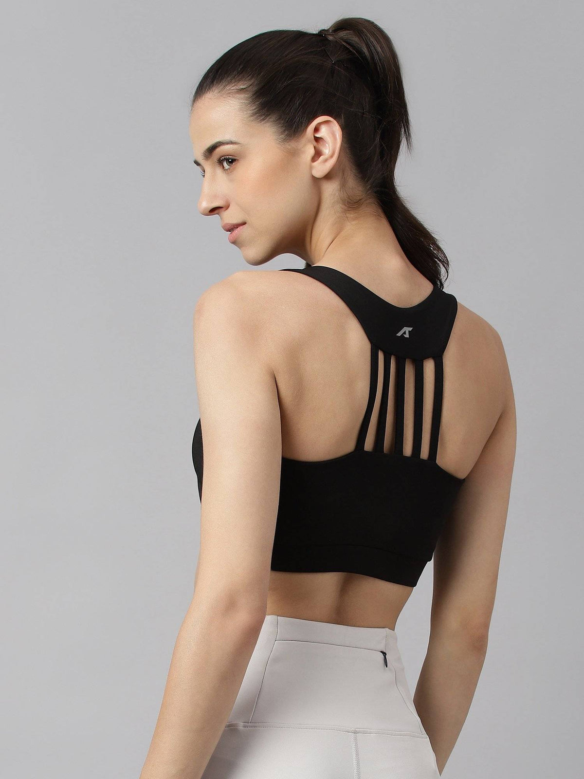 Women Black Anti Static Slim Fit Low Impact Sports Bra | sb09 - view 4