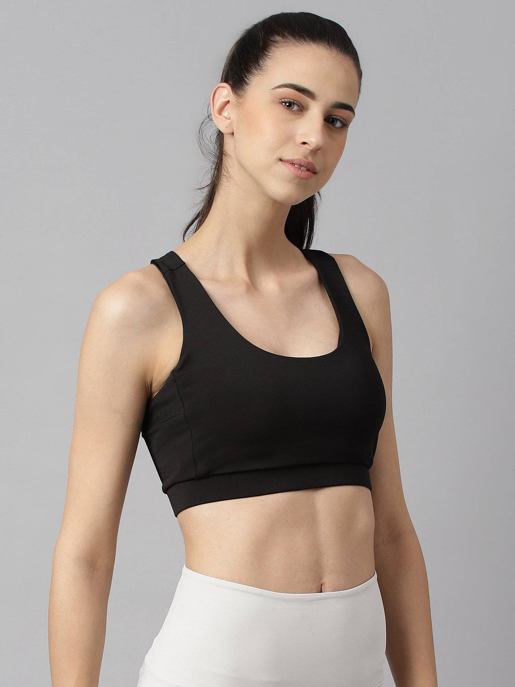 Women Black Anti Static Slim Fit Low Impact Sports Bra | sb09 - view 6