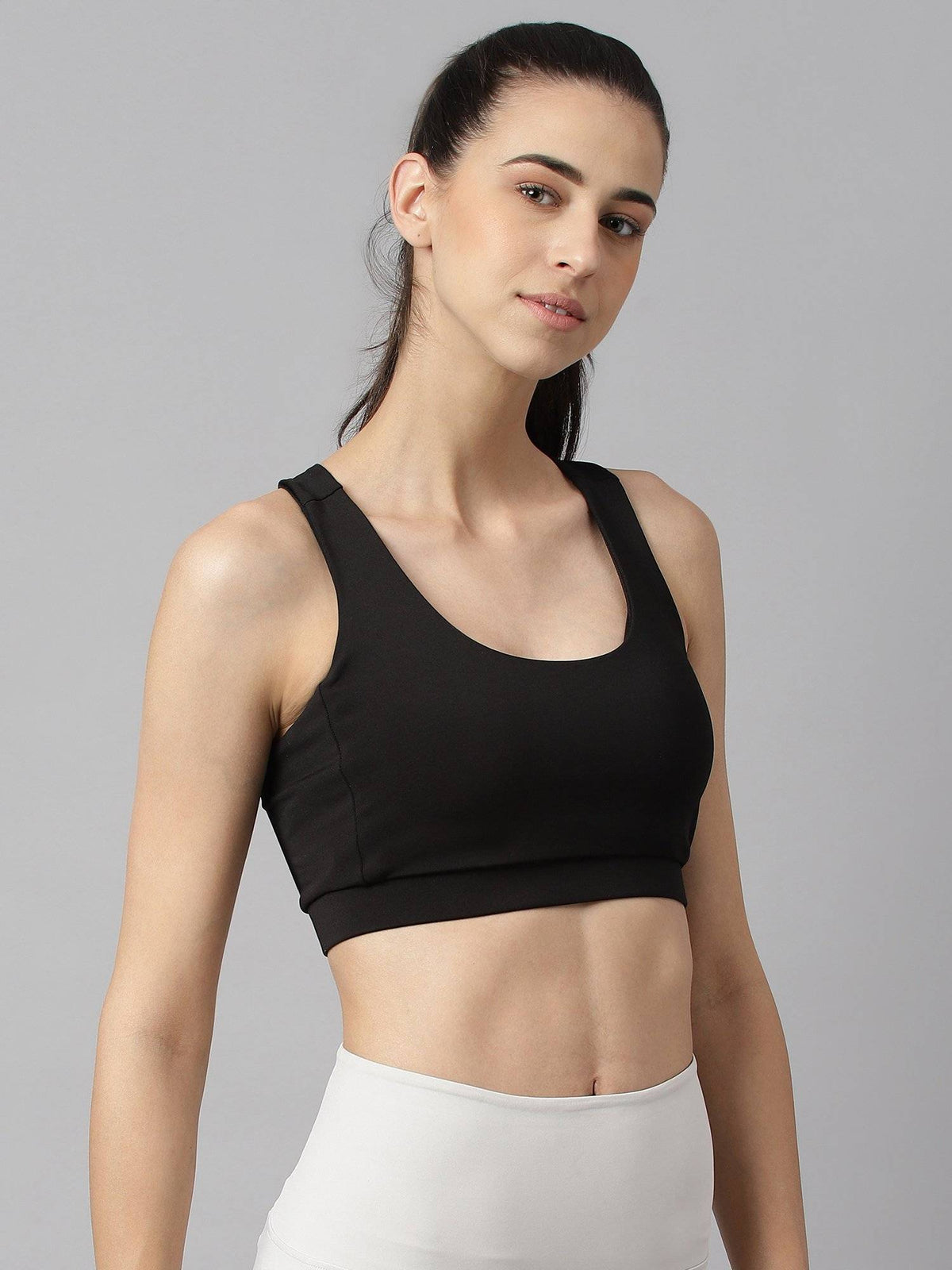 Women Black Anti Static Slim Fit Low Impact Sports Bra | sb09 - view 6