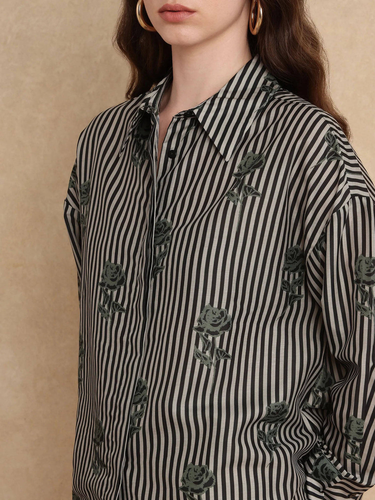 Ronrayzo Dark Green Striped Regular Shirt | S67 - view 2