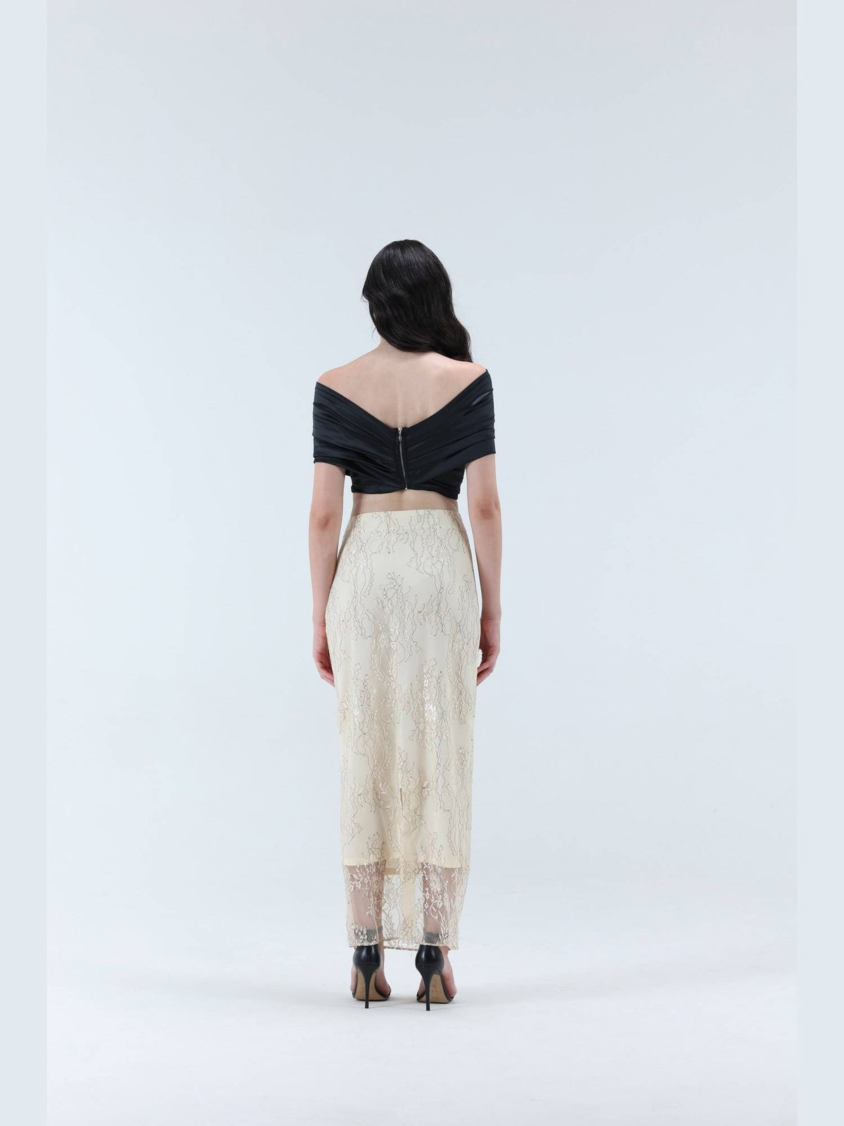 Anna Black Solid Wrap Crop Top | CT61 - view 2