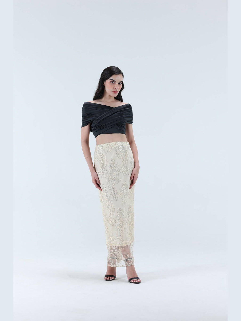 Anna Black Solid Wrap Crop Top | CT61 - view 3
