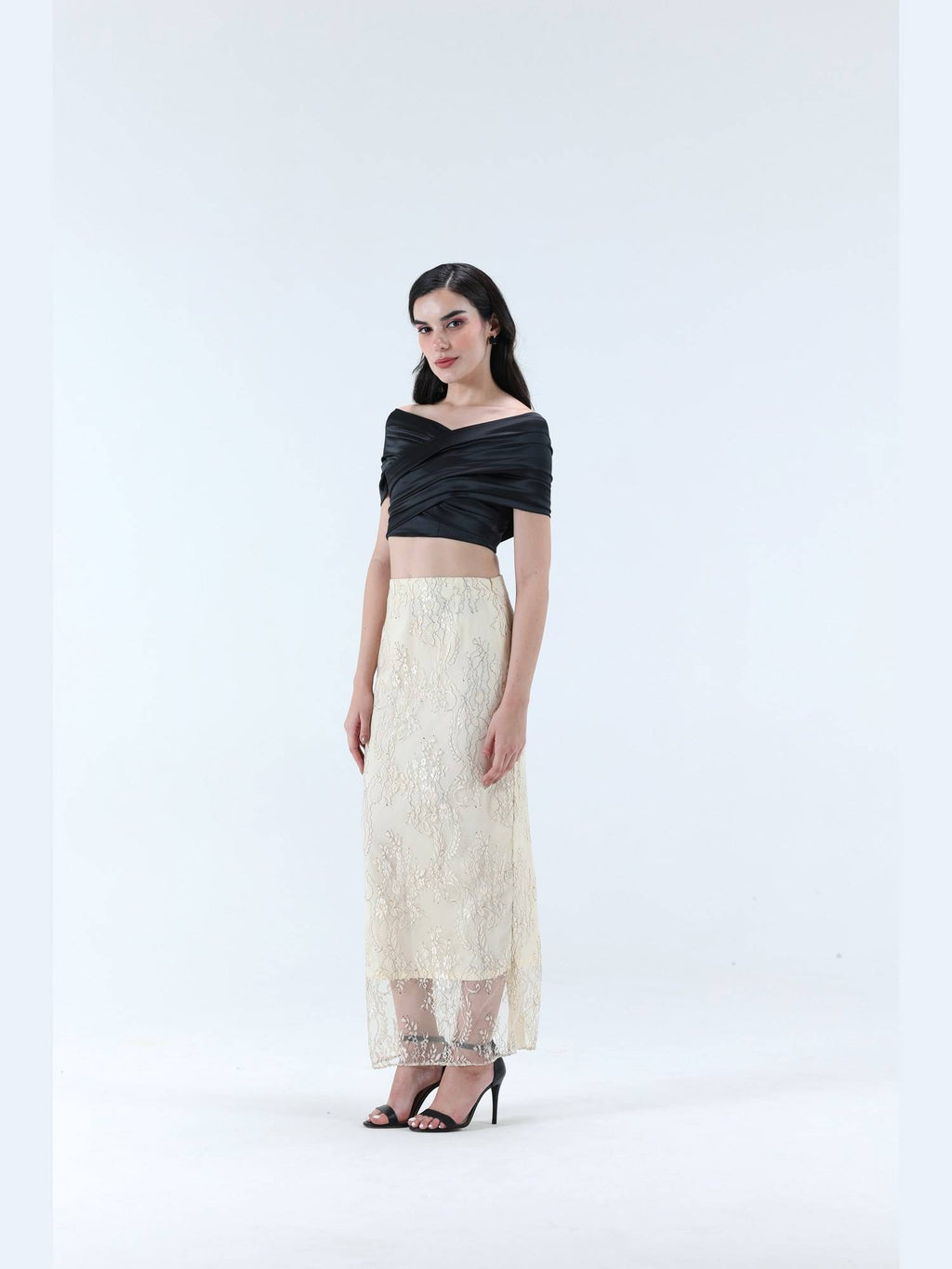 Anna Black Solid Wrap Crop Top | CT61 - view 4
