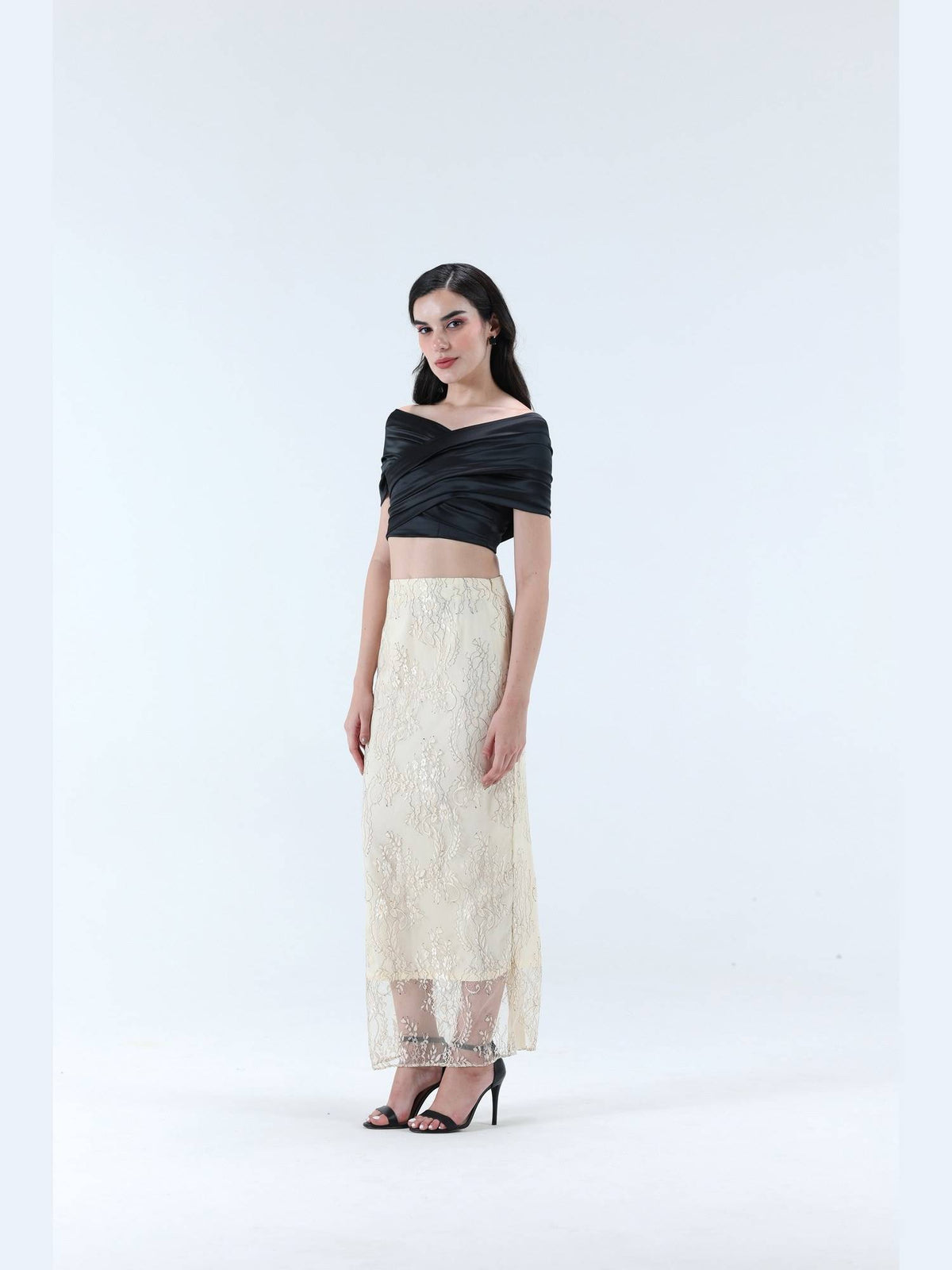 Anna Black Solid Wrap Crop Top | CT61 - view 4