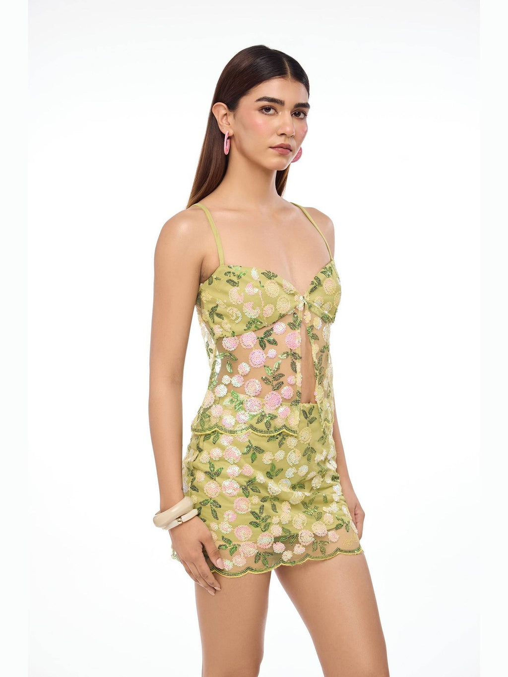 Garden Glaze Embroidered Mesh Cut-Out Crop Top | CT61 - view 3