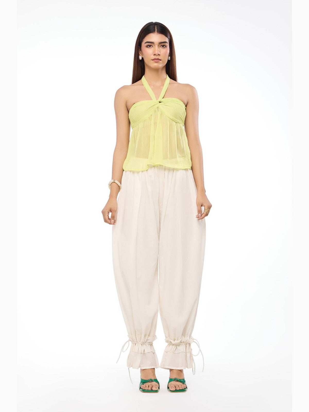 Lime Sorbet Sheer Halter Crop Top | CT61 - view 4