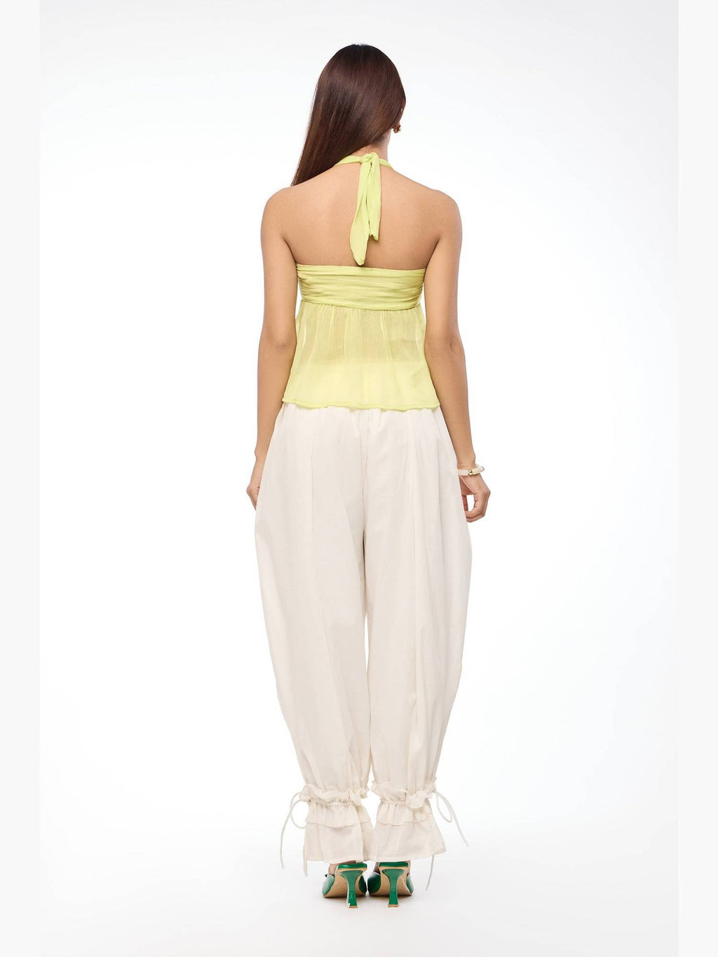 Lime Sorbet Sheer Halter Crop Top | CT61 - view 5
