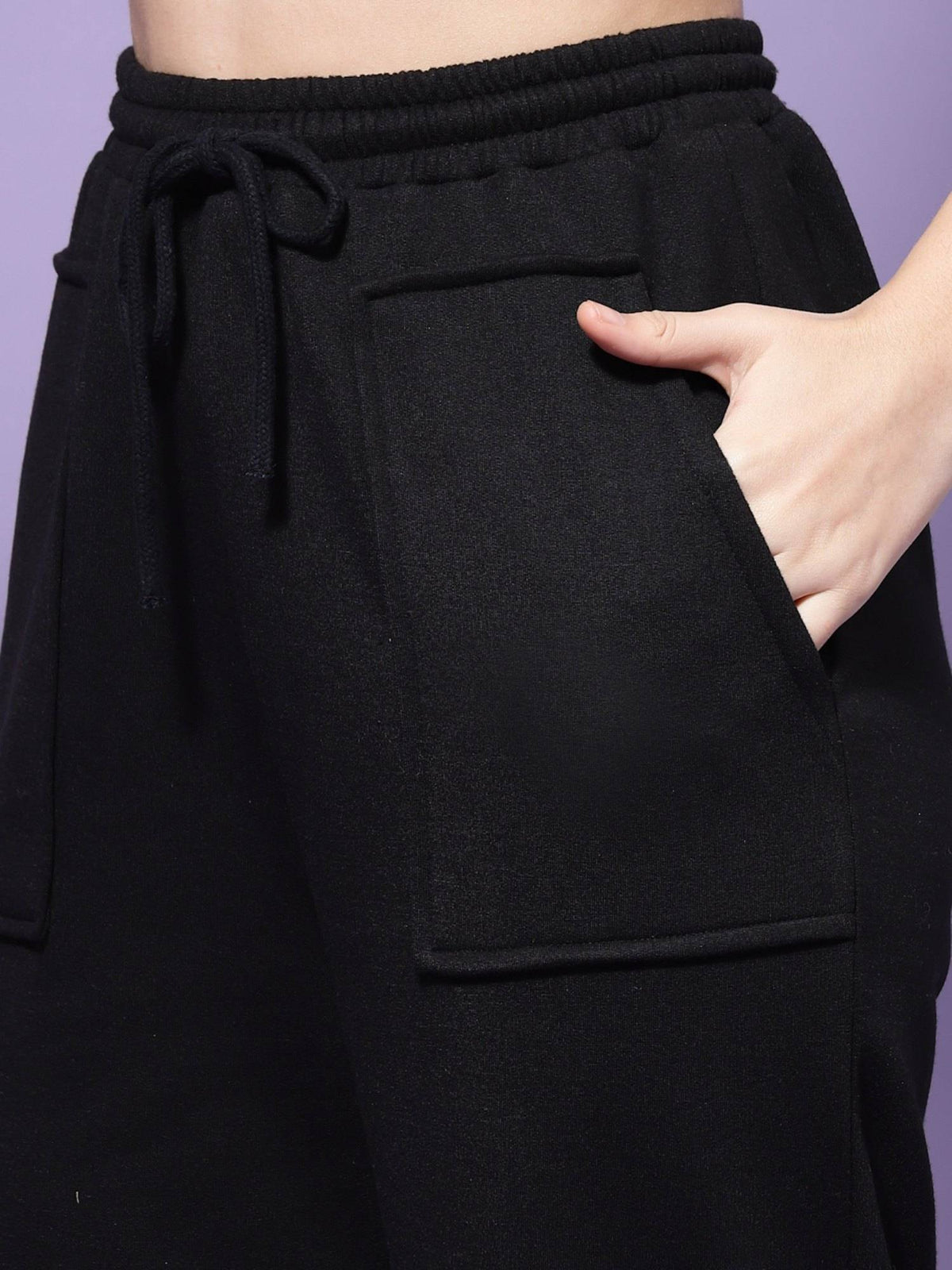 Black Loose Fit Joggers | WJ89 - view 3