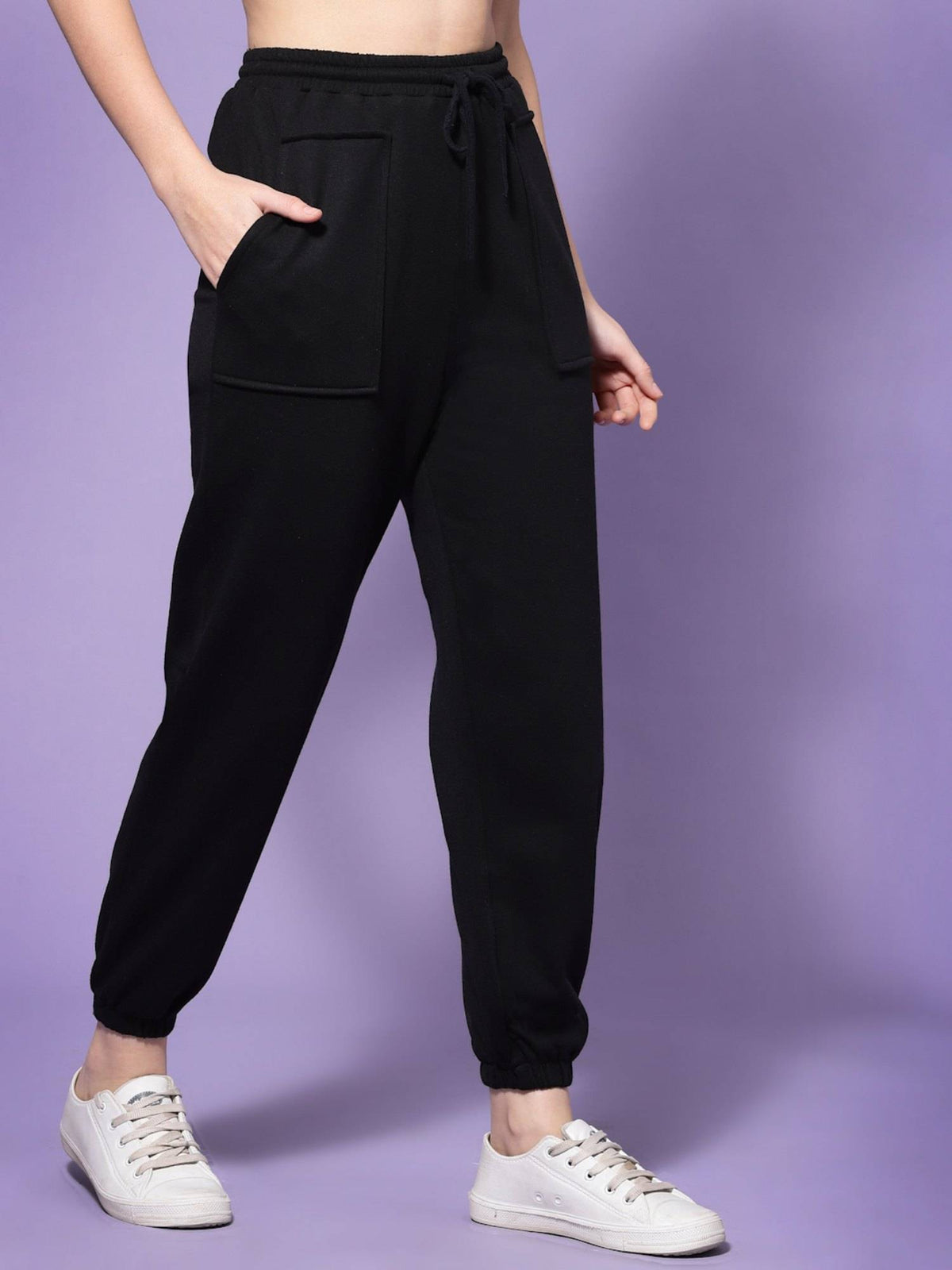 Black Loose Fit Joggers | WJ89 - view 4