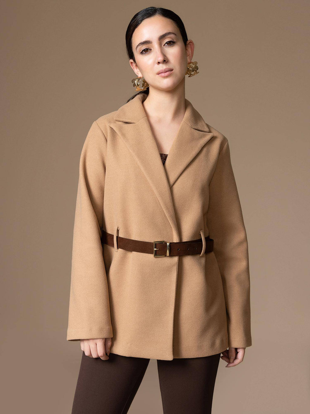 Agnes Wintercoat With Belt - Tan | JC78 - view 1