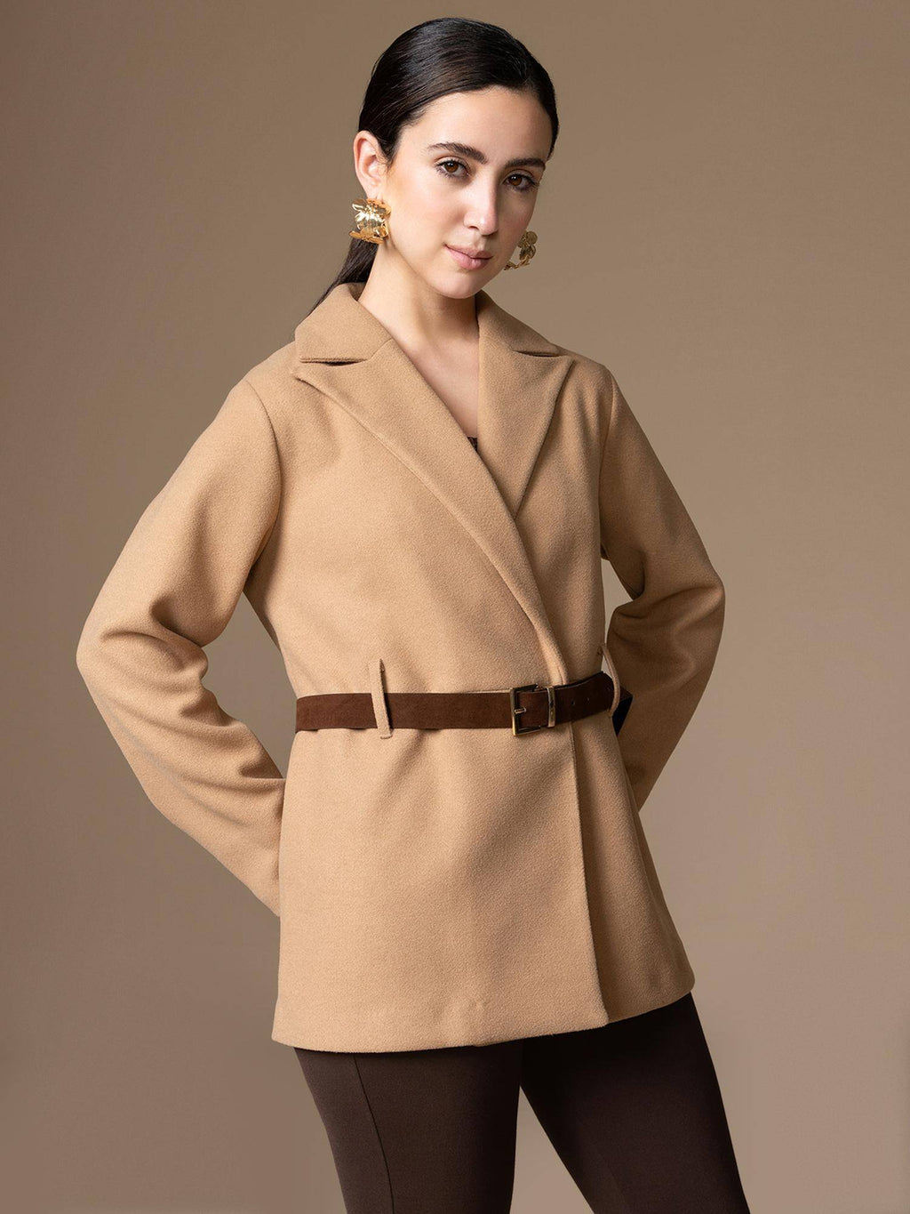 Agnes Wintercoat With Belt - Tan | JC78 - view 2