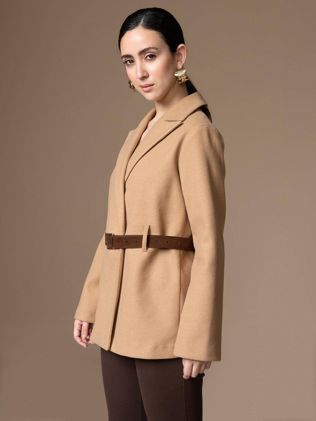 Agnes Wintercoat With Belt - Tan | JC78 - view 3