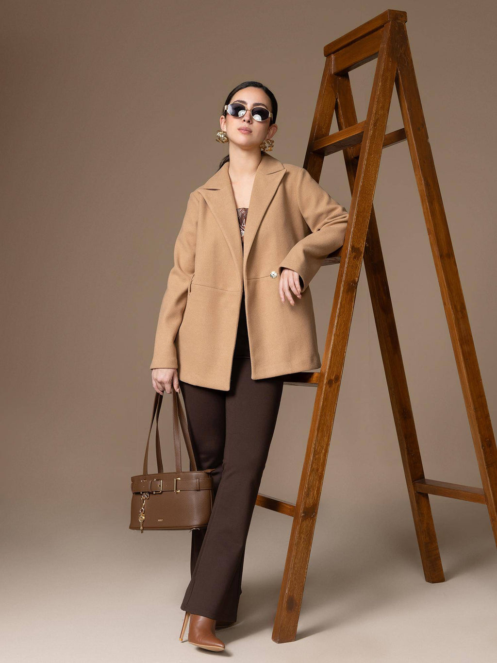 Agnes Wintercoat With Belt - Tan | JC78 - view 5