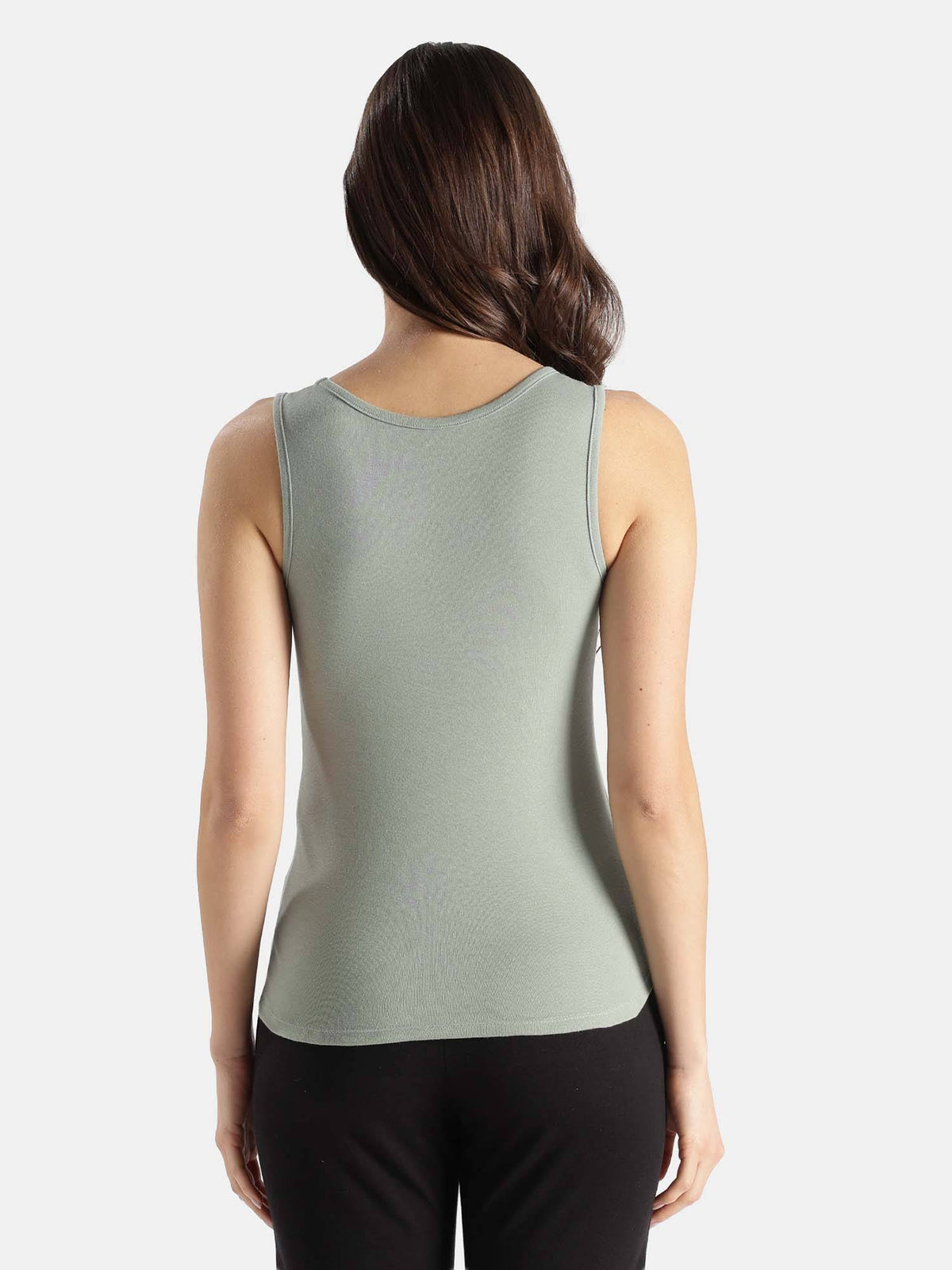 A113 Women Super Combed Cotton Rib Fabric Solid Tank Top - Iceberg Green | TT98 - view 3