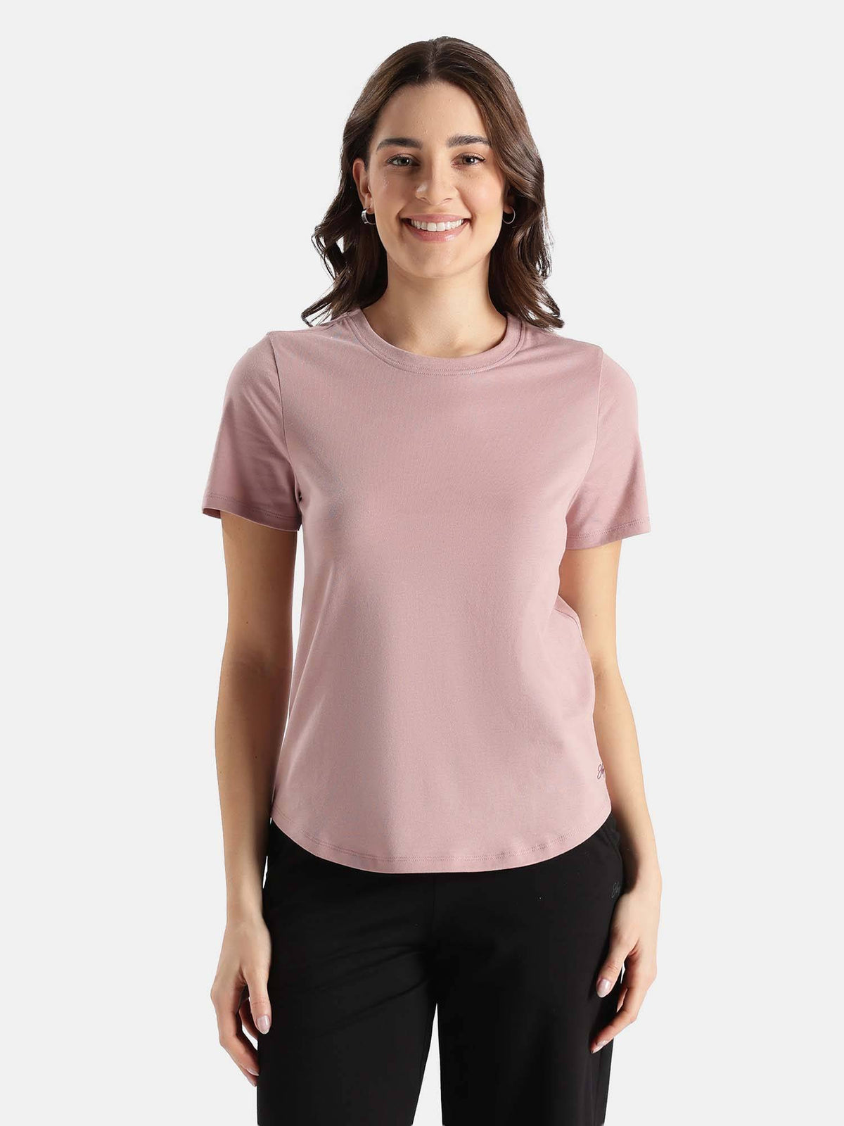 AW88 Women Cotton Rich Relaxed Fit Curved Hem Styled T-Shirt - Wild Ginger | TS56 - view 18