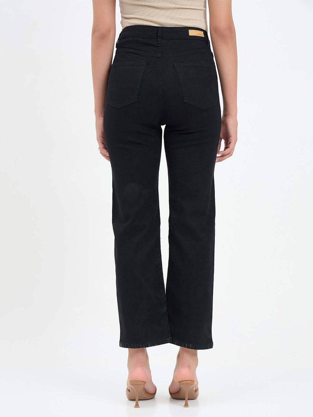 Black Solid/Plain Cotton Jeans | ST23 - view 2