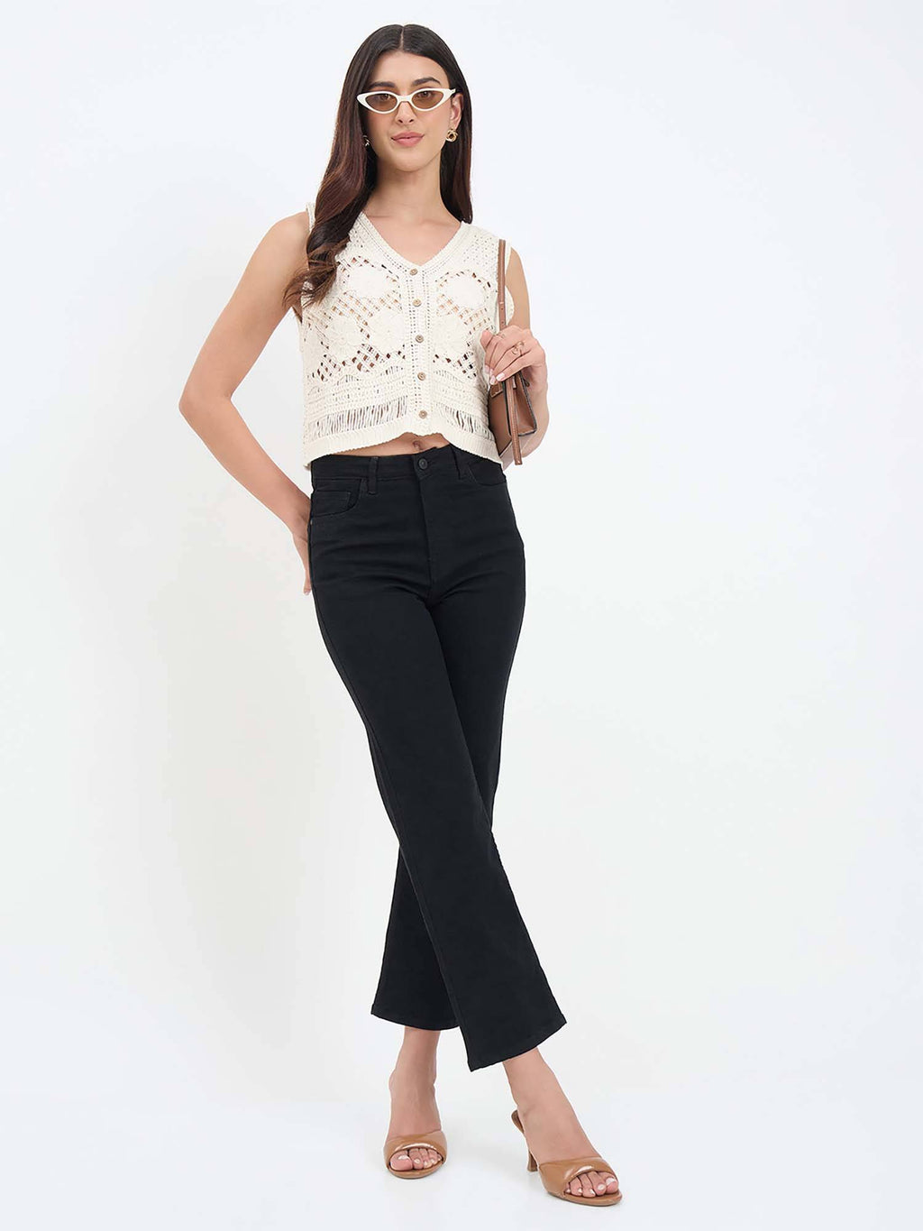 Black Solid/Plain Cotton Jeans | ST23 - view 6