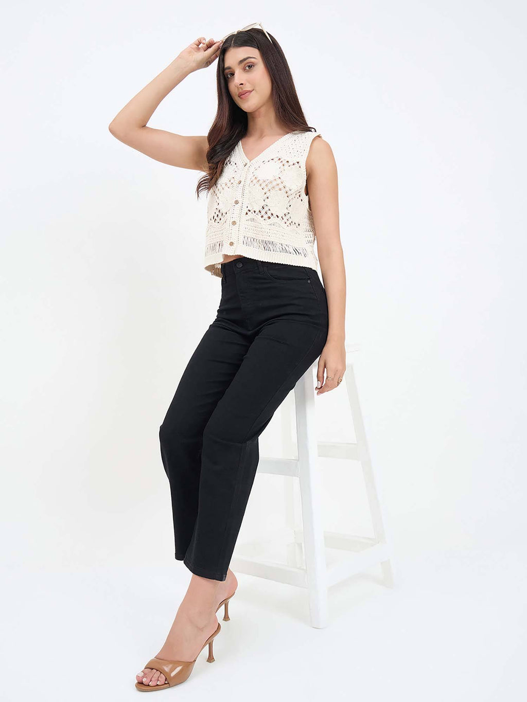 Black Solid/Plain Cotton Jeans | ST23 - view 7