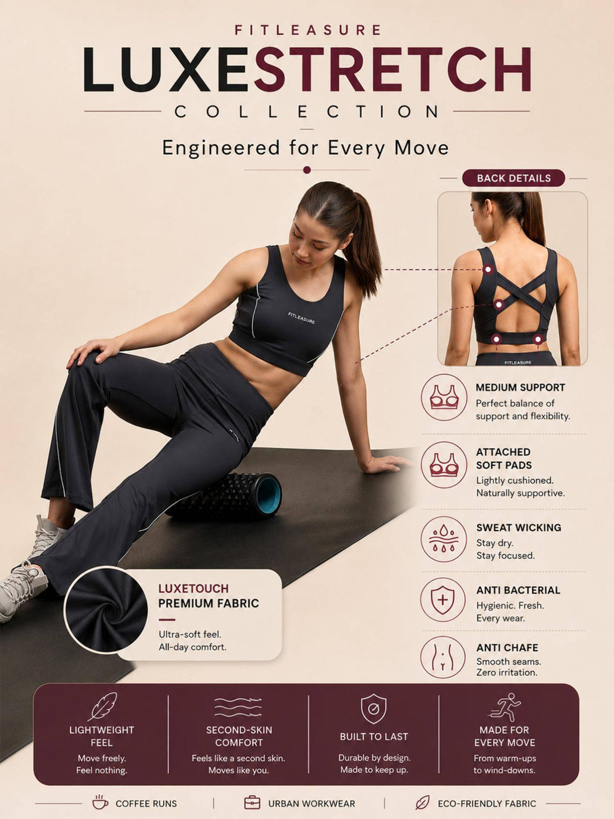Navy Blue Solid Nylon Regular Sports Bra | sb09 - view 2