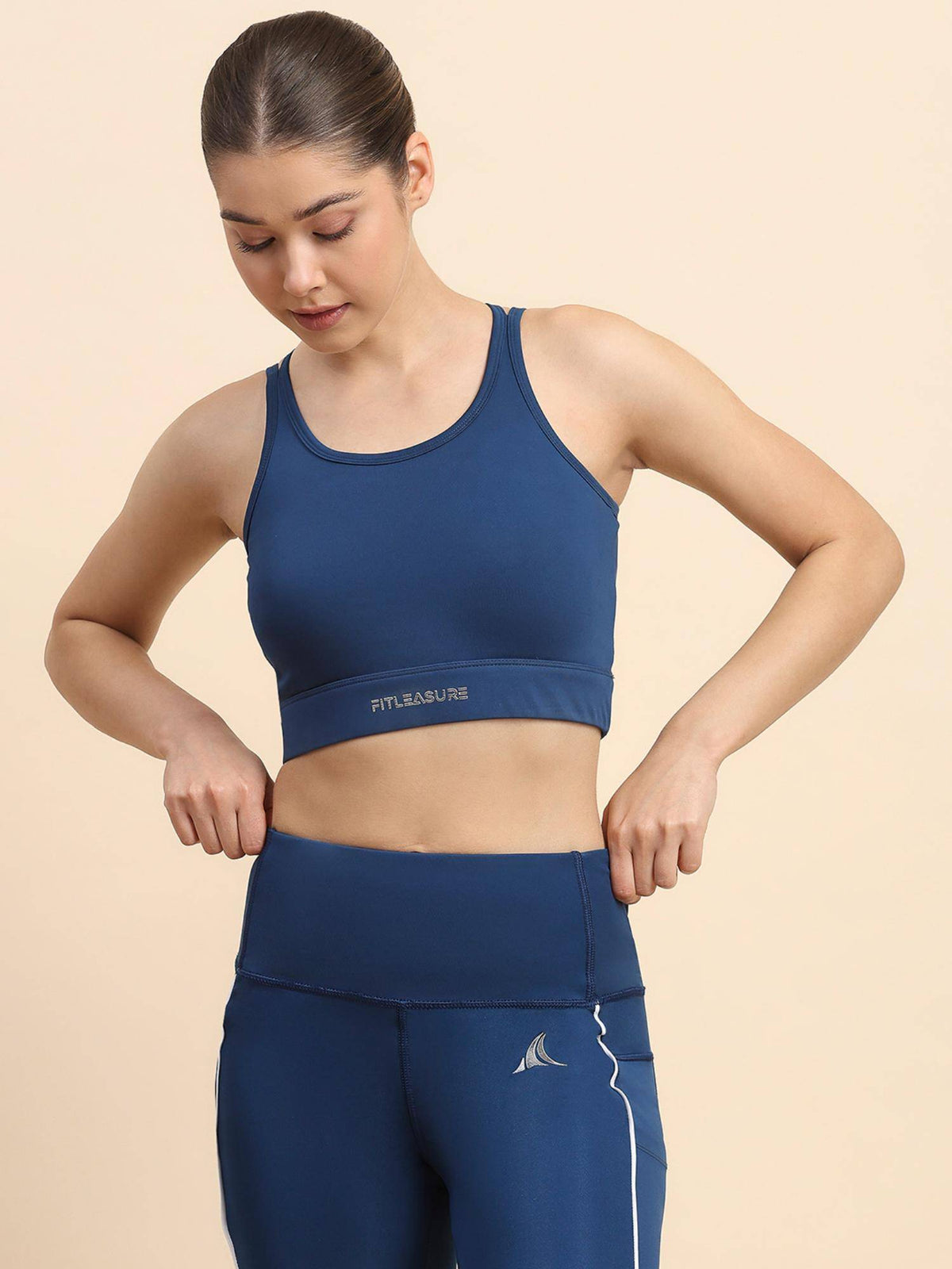Blue Solid Regular Sports Bra | sb09 - view 4