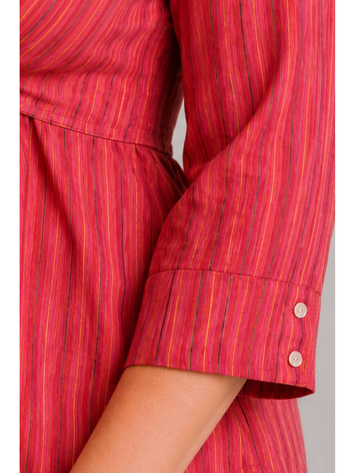 Red Women Striped Cotton Plus Size Tie-Up Shirt | S67 - view 5