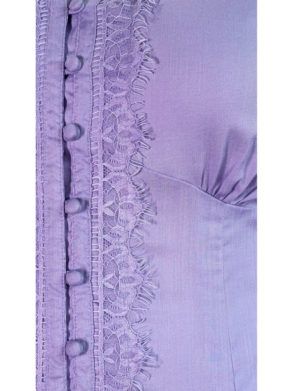 Lavender Women Solid Viscose V Neck Lace Patch Plus Size Top | pt51 - view 4