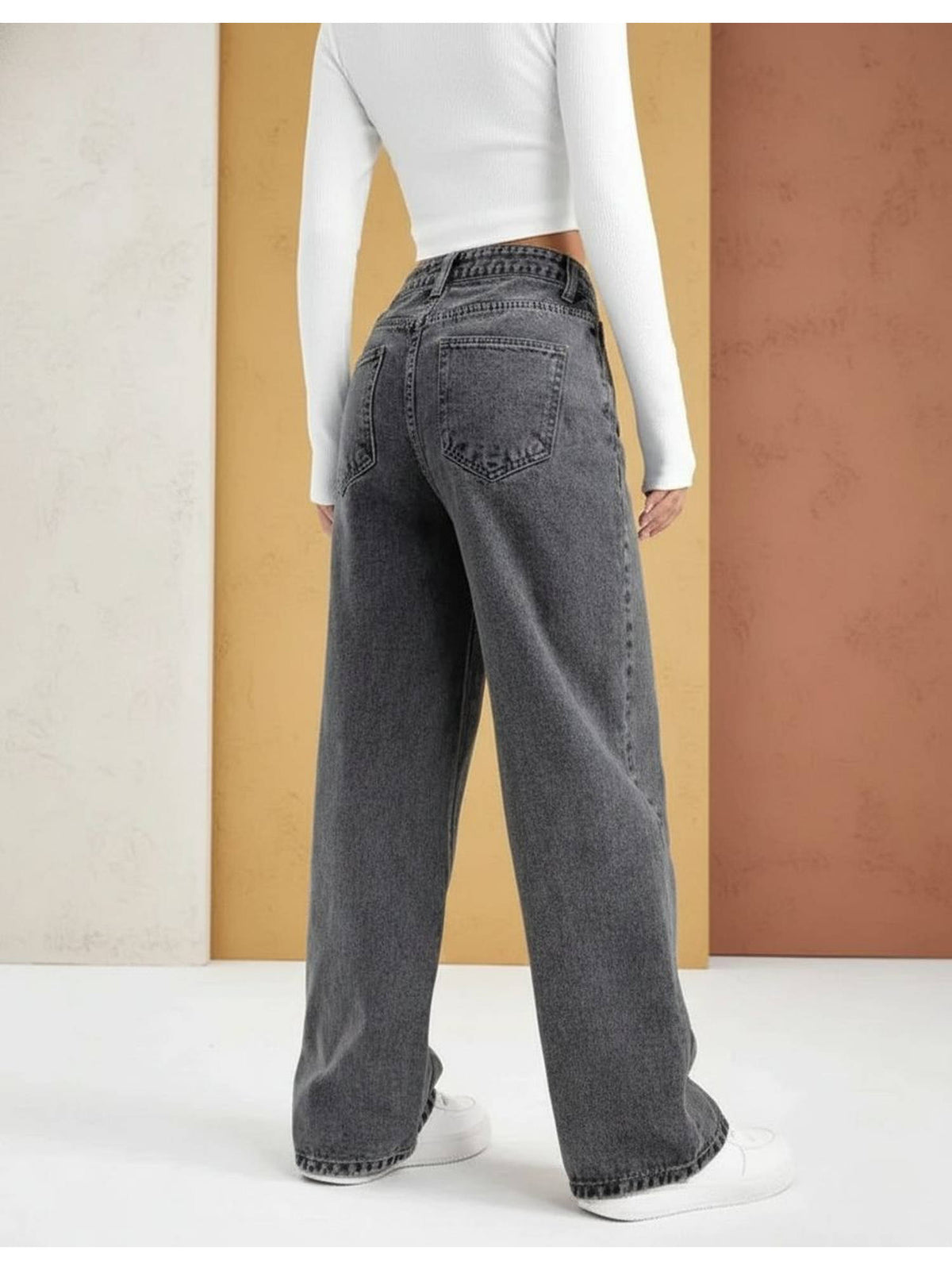 Women Grey Wide leg Stretchable Jeans | WL90 - view 2