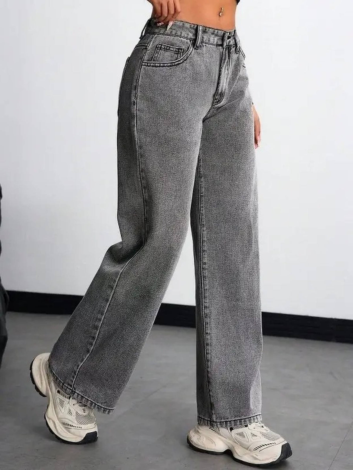 Women Grey Wide leg High Rise Jeans | WL90 - view 3