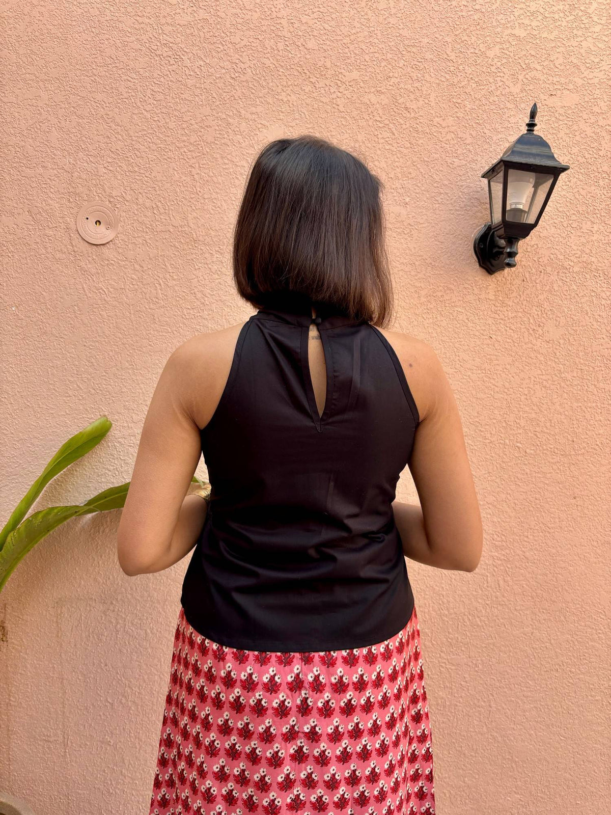 Women Black Cotton Solid Top | HT67 - view 2
