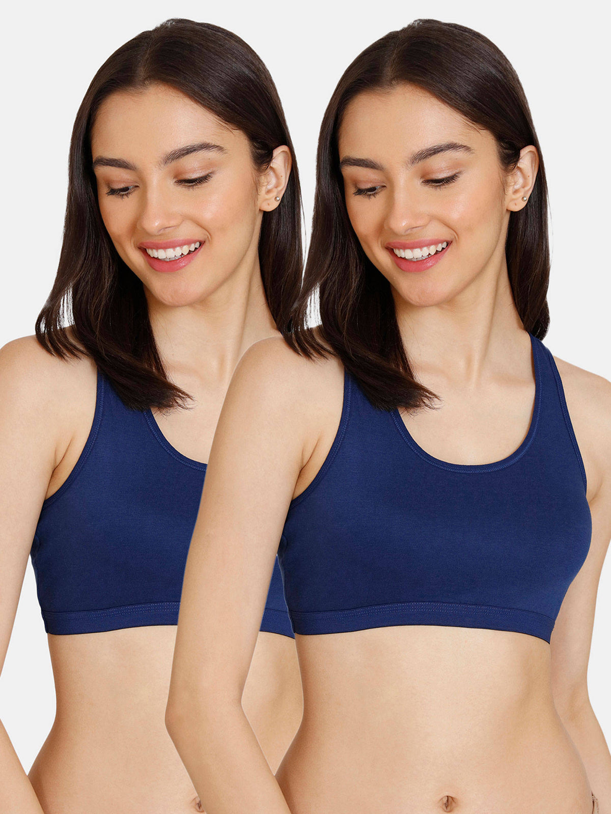 Beige and White Non Wired Full Coverage Sports Bra (Pack of 2) | sb09 - view 17