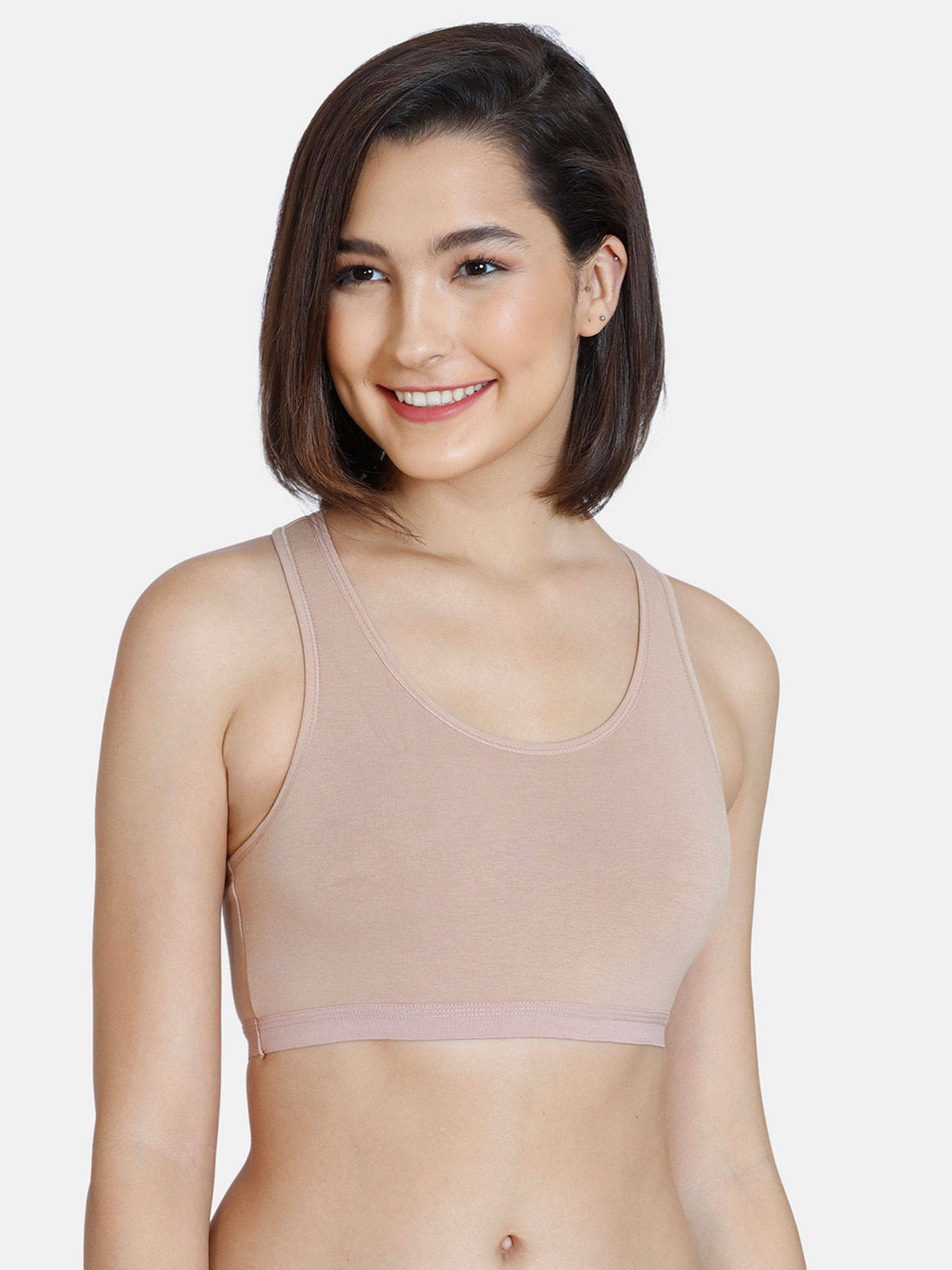 Beige and White Non Wired Full Coverage Sports Bra (Pack of 2) | sb09 - view 15